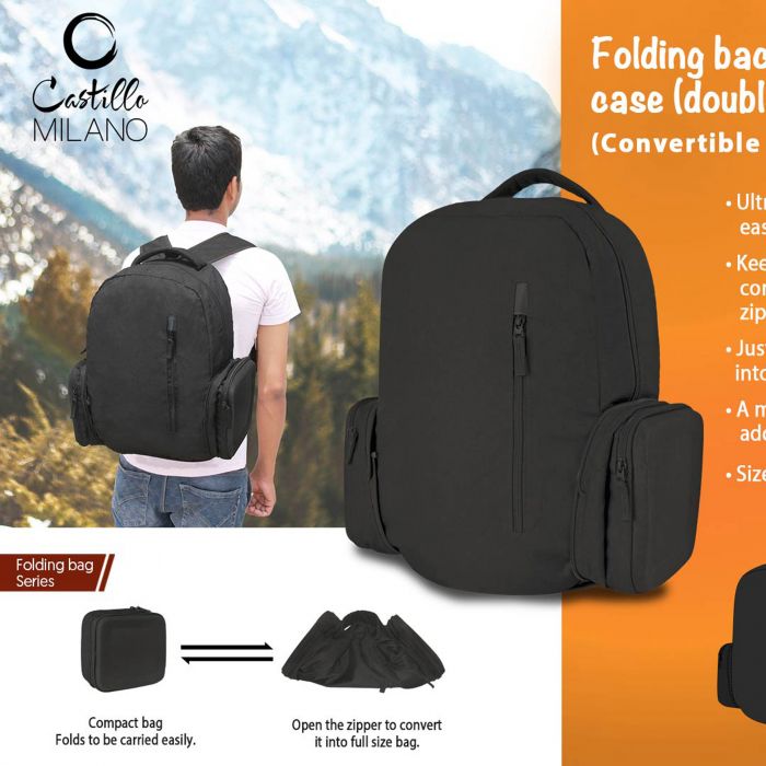 Folding backpack with hard case double shell