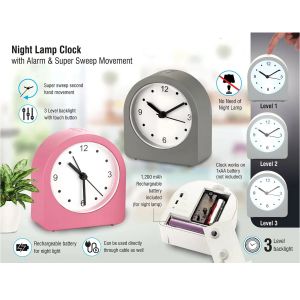 101-A125*Night lamp clock with Alarm and Super Sweep movement