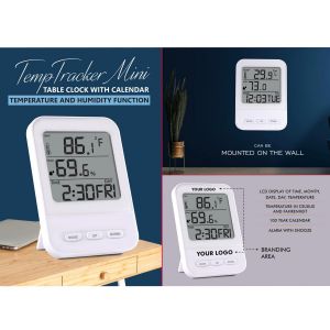 101-A141*TempTracker Mini Table Clock With Calendar