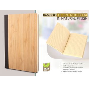 101-B108*Bamboo A5 size notebook in natural finish Undated pages