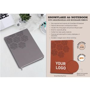 101-B167*Snowflake A5 Notebook with Memorandum and Bookmark Ribbon