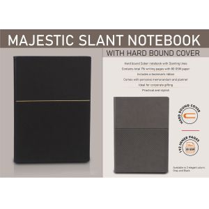 101-B169*Majestic Slant Notebook with Hard bound cover Includes Memorandum and Bookmark Ribbon