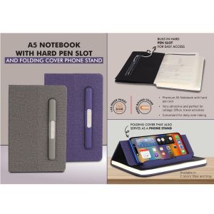 101-B170*A5 Notebook with Hard pen slot and Folding cover Phone Stand