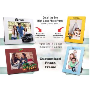 101-D40*Out of the box High Gloss Photo Frame in MDF With customized frame & insert Photo size 4x6 inch Vertical MOQ 100 pcs