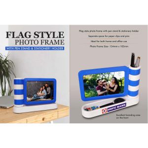 101-D43*Flag style Photo frame with Pen Stand & Stationery holder 