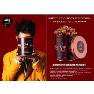 101-E339*4700BC Nutty Tuxedo Chocolate Popcorn Tin Packing 