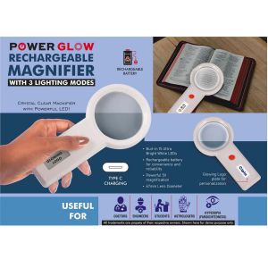 101-E350*PowerGlow Rechargeable Magnifier with 3 lighting modes & Glowing Logo plate