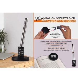 101-E375*Vibe Metal Paperweight with Magnetic Pen Stand