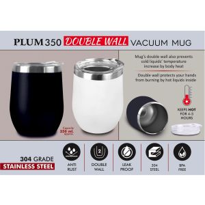 101-H270*Plum 350 Double wall Vacuum Mug 304 grade steel Capacity 350ml Approx