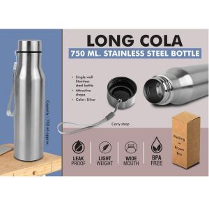 101-H306*Long Cola 750 Stainless Steel Bottle
