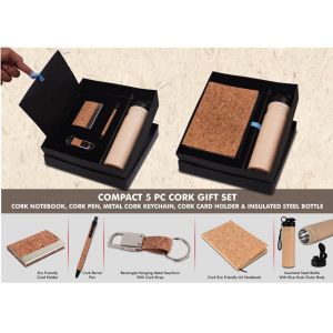 101-Q153*Compact 5 Pc Cork Gift Set: Cork Notebook