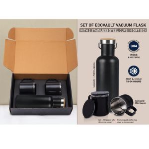 101-Q161*Set of EcoVault Vacuum Flask with 2 Stainless steel cups in Gift box