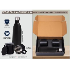 101-Q162*Set of Cola Vacuum Flask with 2 Stainless steel cups in Gift box