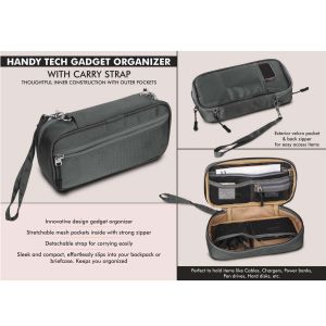 101-S46*Handy Tech Gadget organizer with Carry Strap Thoughtful inner construction with outer pockets