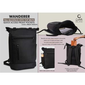 101-S51*Wanderer Tall backpack with Top belts Quick access front pockets Cool urban design