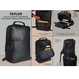 101-S52*Taylor Full PU Elegant backpack with Front organizer and Hidden back pocket