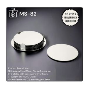 362024MS82*STAINLESS STEEL MIRROR FINISH 6 PLATES COASTER SET