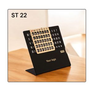 362024ST22*BLACK MAT SMALL PERPATUAL CALENDER WITH GOLD JALI