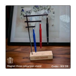 362024WX09*FLORA METAL WOODEN MAGNET 3 COLOURS PEN STAND