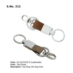 KC ELEVATE R*Double Ring Key Ring with Dog Hook  Leatherette