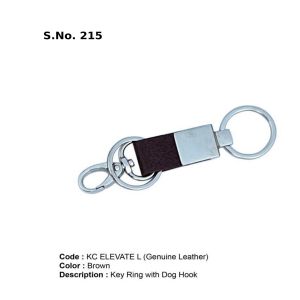 KC ELEVATE L*Double Ring Key Ring with Dog Hook  Genuine Leather