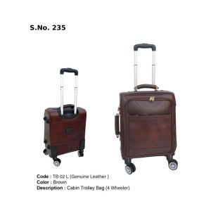 TB 02 L*Cabin Trolley Bag  Genuine Leather 4 Wheeler