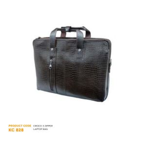 822024828*CROCO 3 ZIPPER LAPTOP BAG (NDM LEATHER)