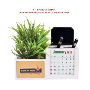 96202447*DESKTOP WITH ARTIFICIAL PLANT CALENDER & PEN