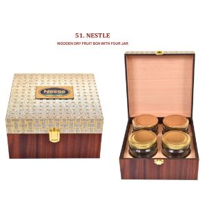 96202451*WOODEN DRY FRUIT BOX WITH FOUR JAR