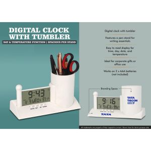 101-A138*Digital Clock With Tumbler Day & Temperature Function