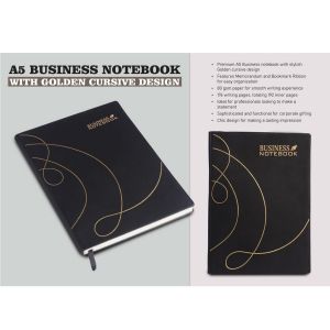 101-B164*A5 Business Notebook With Golden Cursive Design