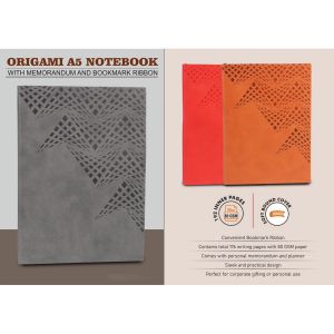 101-B168*Origami A5 Notebook With Memorandum And Bookmark Ribbon